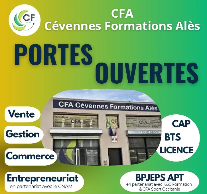 Portes ouvertes CFA Cévennes Formations Alès : venez visitez les locaux et découvrir nos CAP BTS Licence et BPJEPS