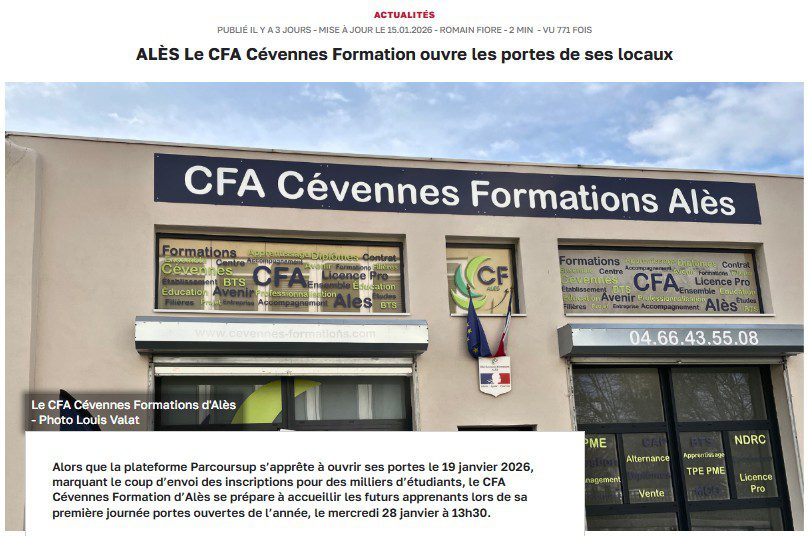 Journées portes ouvertes au CFA Cévennes Formations Alès